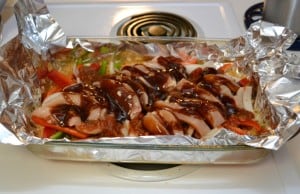 BBQ Chicken Fajitas made in the oven for a quick and easy dinner!