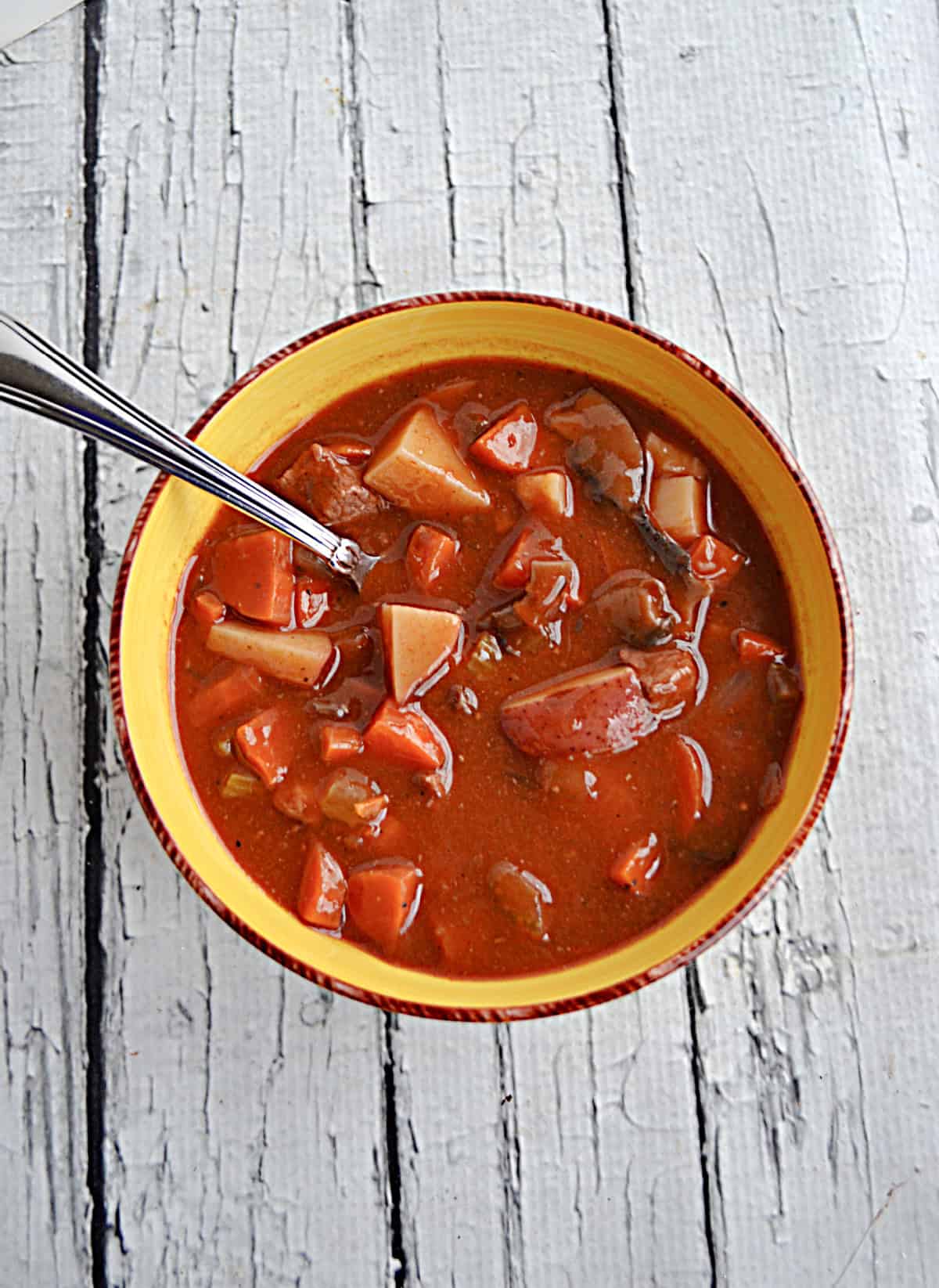 A bowl of beef stew.