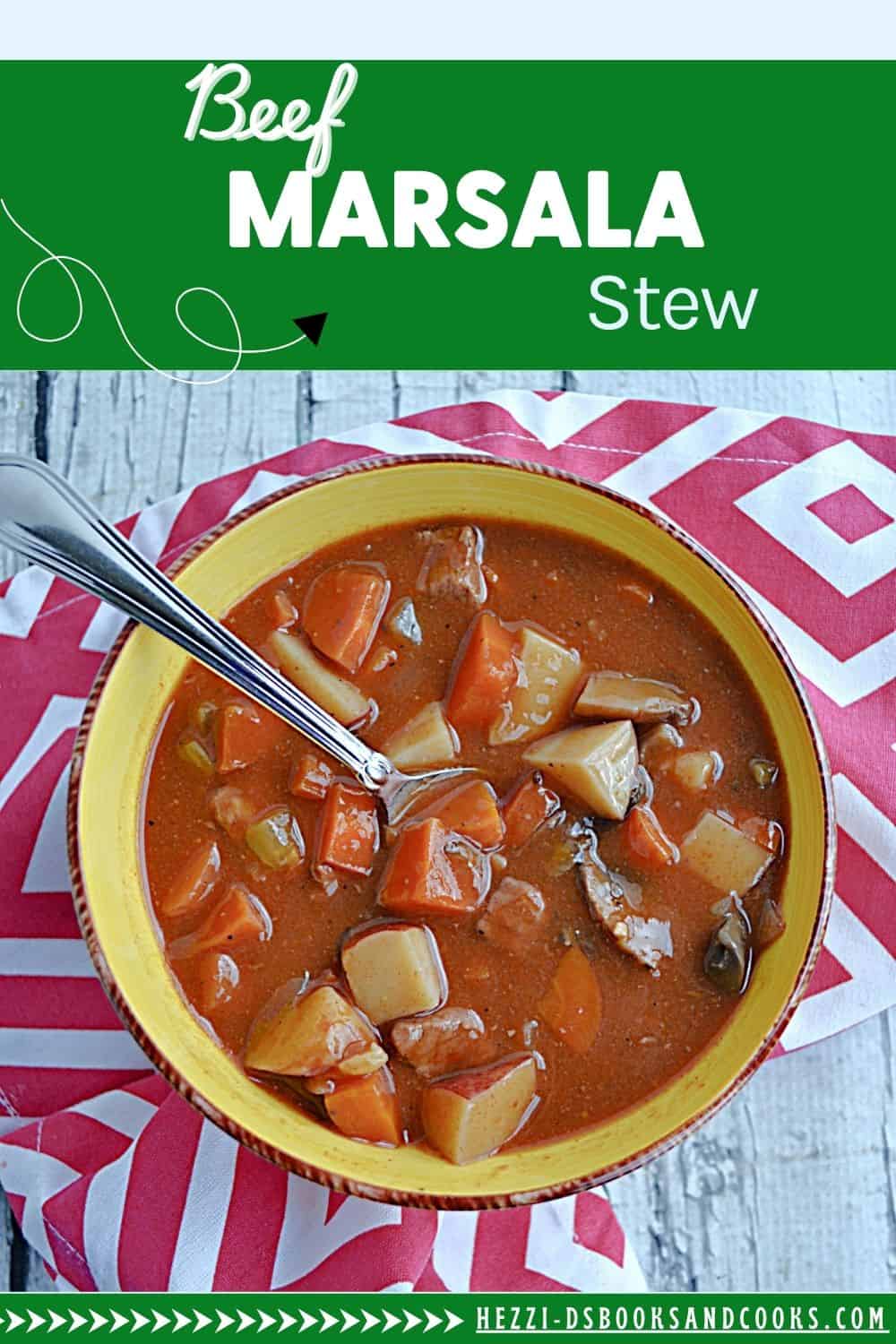 Pin Image: Title, a bowl of beef stew.