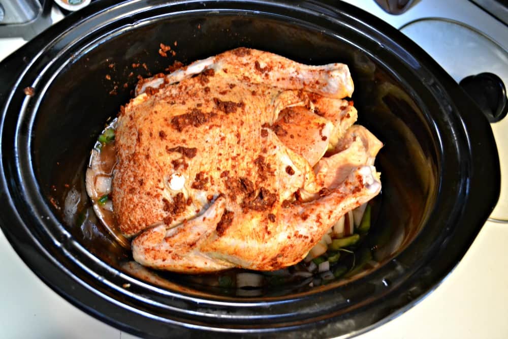 Whole Chicken cooked in the Slow Cooker!