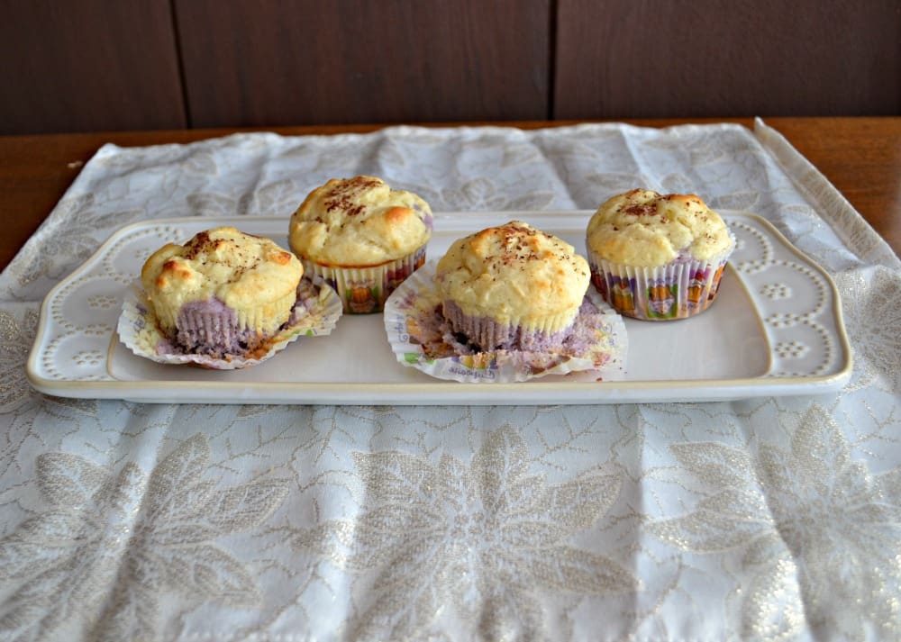 Double Scoop Ice Cream Inspired Muffins have a layer of Raspberry Chocolate Chip and a layer of Vanilla Bean