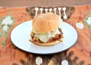 Spicy BBQ Chicken Sandwich with jalapenos and Pepper Jack Cheese