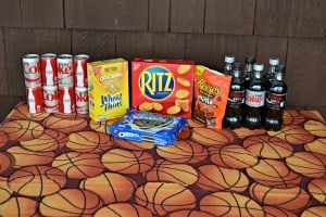 Basketball Party with Coke, OREO Cookies, Wheat Thins, Ritz Crackers, and Reese Mini Peanut Butter Cups