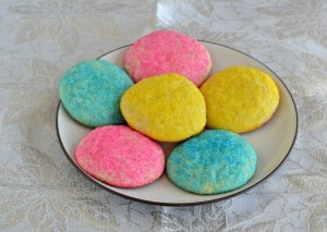 Pretty Spring Almond Sugar Cookies with colored sugar