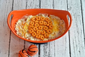 Cheesy Chicken Ranch Dip with a Cheez-It Crunch'd Basketball on top!