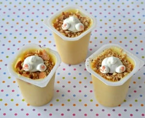 Vanilla Snack Pack Pudding Cups with Easter Bunny Butts