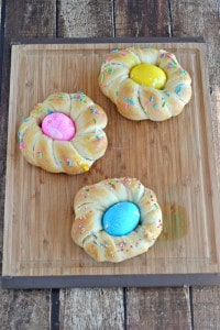 Delicious Individual Easter Egg Breads with sprinkles on top