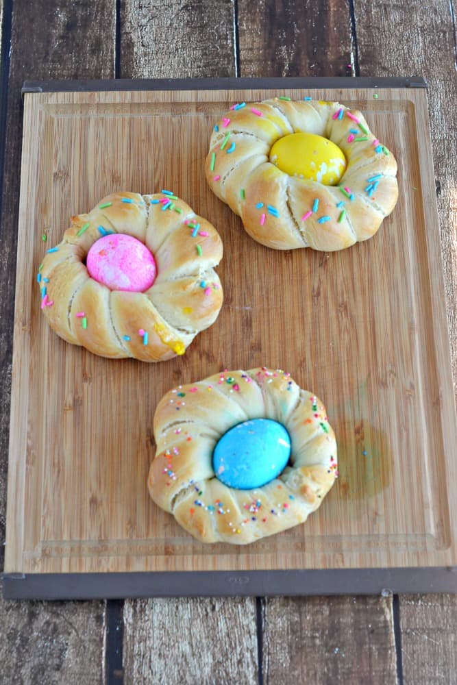 Delicious Individual Easter Egg Breads with sprinkles on top
