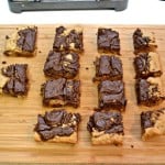 Amazing Peanut Butter Bars swirled with chocolate and filled with chocolate chips
