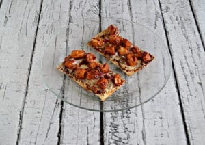 BBQ Chicken Flatbread PIzza made with chicken, bacon, onions, BBQ sauce, and Toufayan Bakeries Smart Pockets