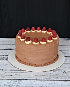 Chocolate Ombre Cake is decorated with a simple buttercream frosting and raspberries
