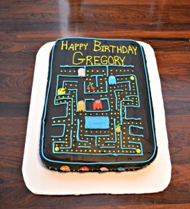 This PacMan Cake is filled with chocolate and is great for a Video Game party!