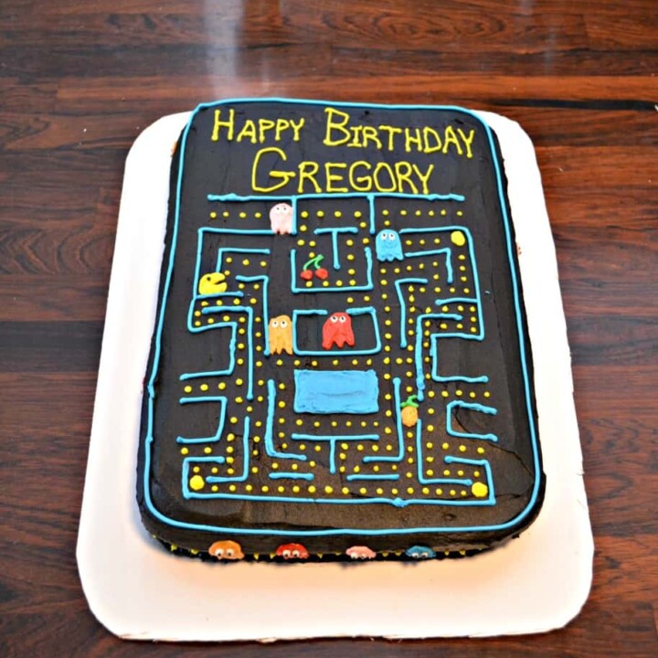 This PacMan Cake is filled with chocolate and is great for a Video Game party!