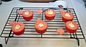 Strawberry Cupcakes filled with lemonade frosting