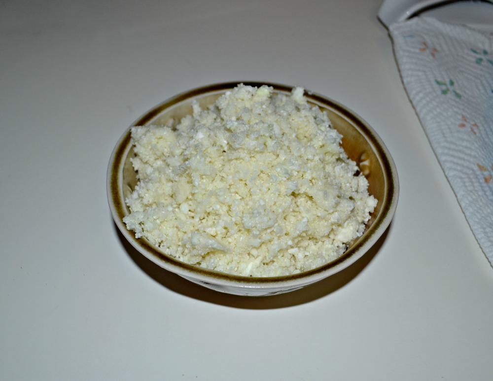 Cauliflower rice for cauliflower breadsticks.