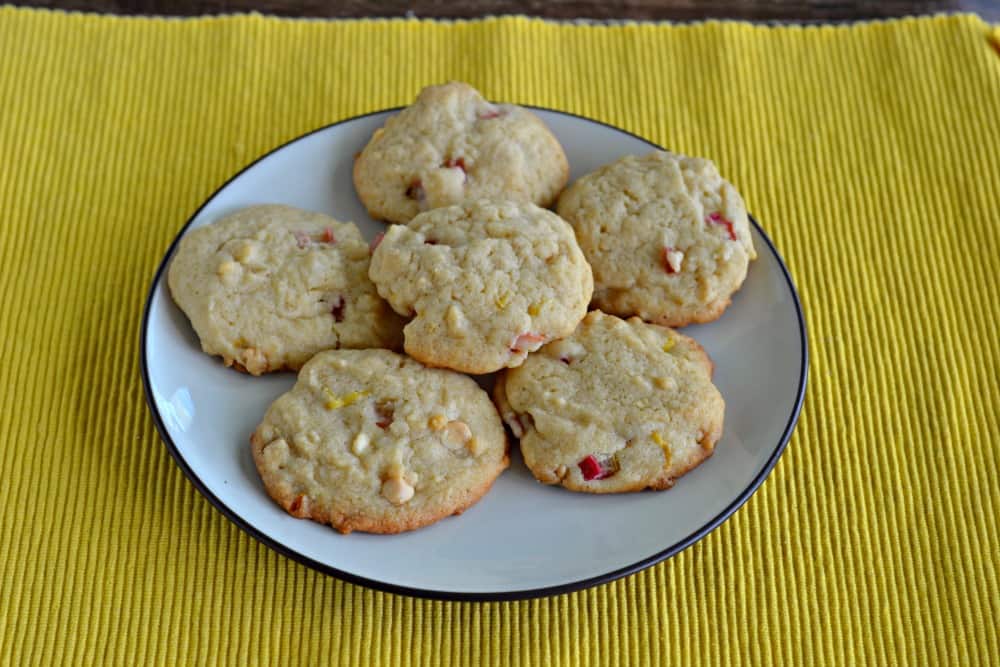 A plate of lemon rhubarb cookies