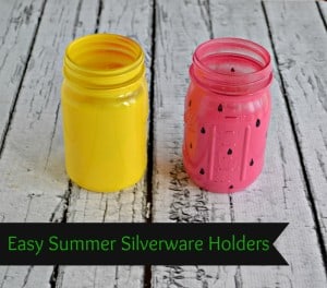 DIY Summer Silverware Holders in Lemon Yellow and Pink Watermelon