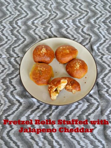 Tasty Homemade Pretzel Rolls stuffed with Jalapenos and Cheddar Cheese