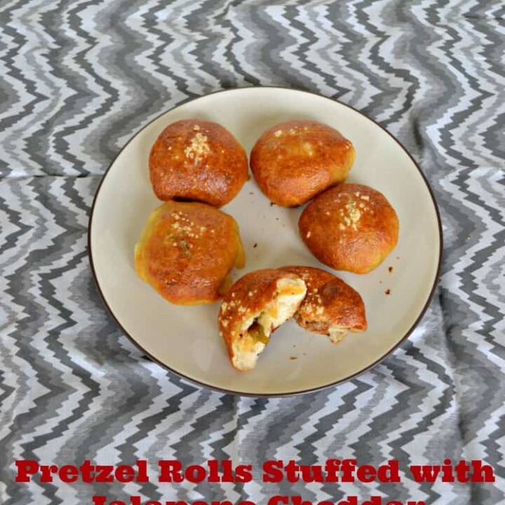 Tasty Homemade Pretzel Rolls stuffed with Jalapenos and Cheddar Cheese