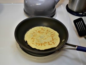 Egg omelet goes in the center of tasty Savory Breakfast Crepes