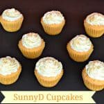 SunnyD Cupcakes are orange flavored cupcakes topped with vanilla buttercream frosting.