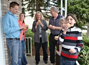 My family enjoying SunnyD Cupcakes out on the porch.