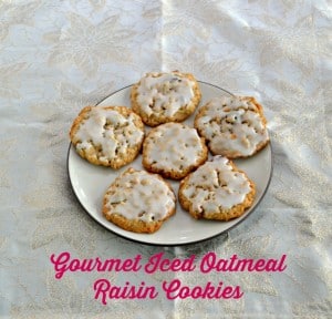These aren't your grandma's oatmeal cookies. Gourmet Iced Oatmeal Raisin Cookies have raisins, pecans, and butterscotch chips in them!