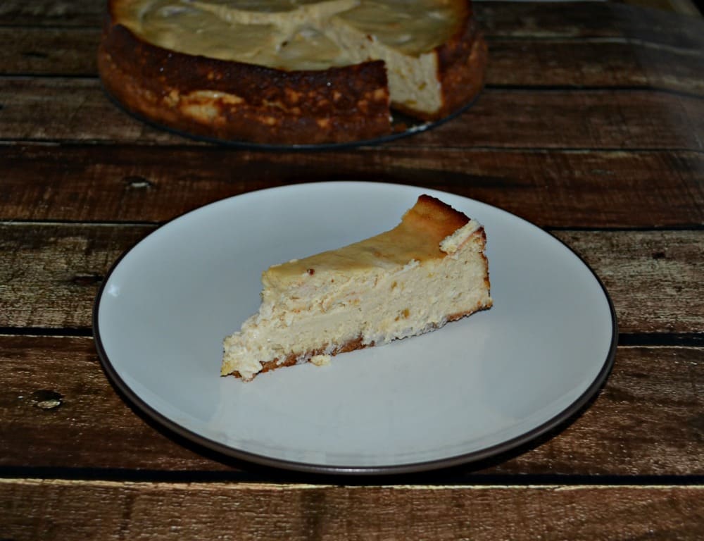 Sweet peaches, creamy cheesecake, and butterscotch make this cheesecake a winner