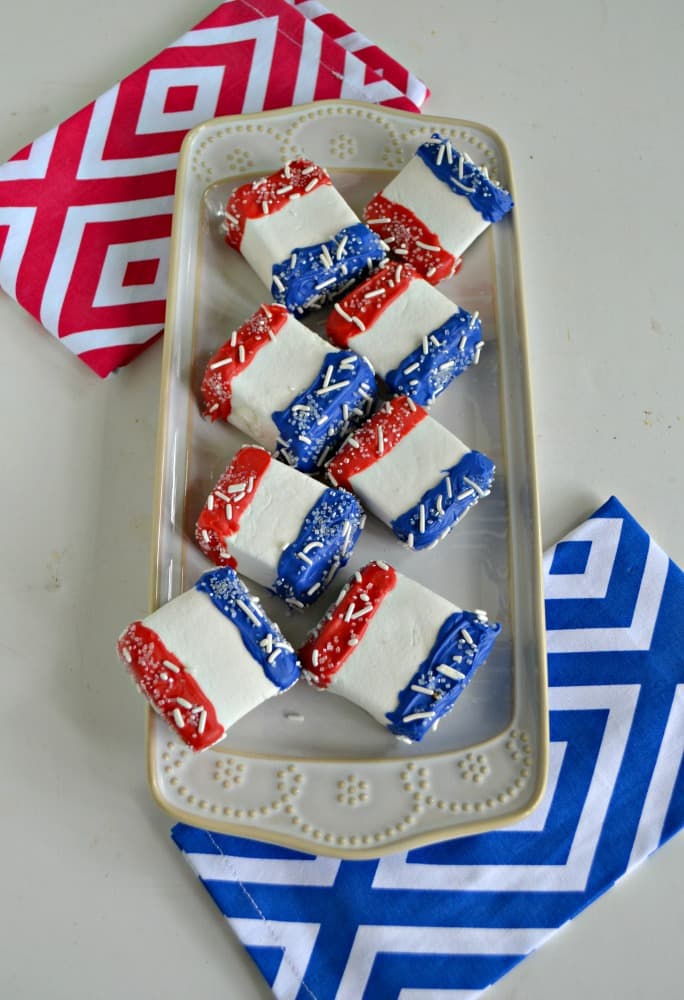 Try these Red, White, and Blue Chocolate Covered Marshmallows for a patriotic treat!