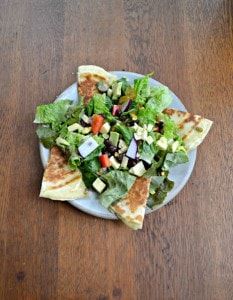 Delicious Southwest Chopped Salad with Spicy Quesadillas and Mexi-Ranch Dressing
