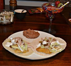 Fish Tacos with Pickled Onions and Cabbage
