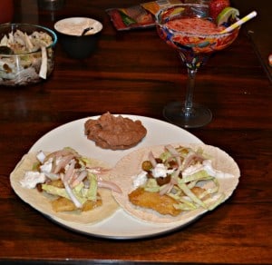 Fish Tacos with Pickled Onions and Cabbage