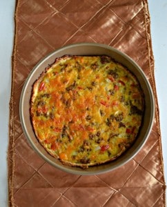 Hash Brown Crusted Breakfast Quiche with eggs, cheese, and sausage
