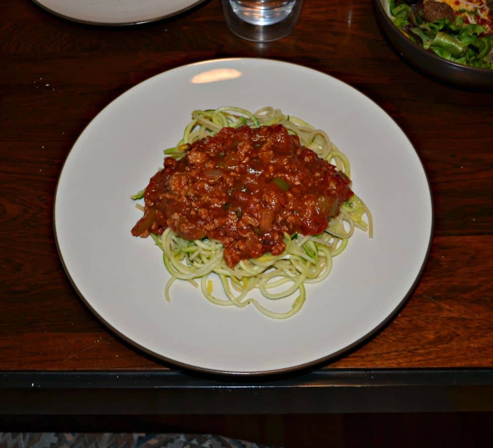 Spaghetti and Zoodles with Vegetable Bolognese