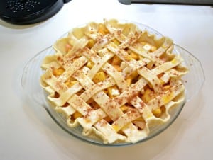 Fresh peach Pie with a lattice pie top