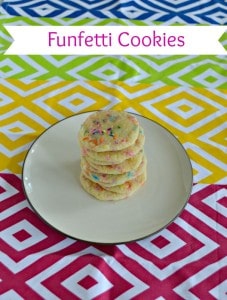 Funfetti Cookies are soft in the middle and studded with colorful sprinkles!