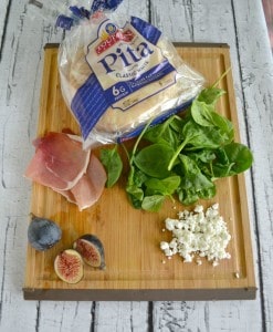 Delicious gourmet pita pizzas with prosciutto, spinach, and figs!