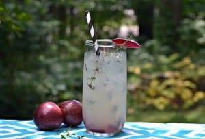 Fresh thyme and juicy plums make for a Plum and Thyme Champagne Cocktails