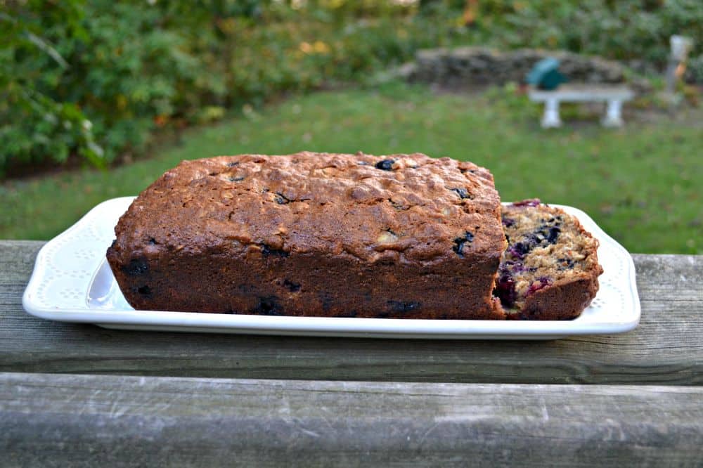 Whole Grain Blueberry Banana Bread with whole wheat flour and oats