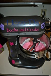 Mixing up a batch of Pink Champagne Frosting in my KitchenAid Mixer!