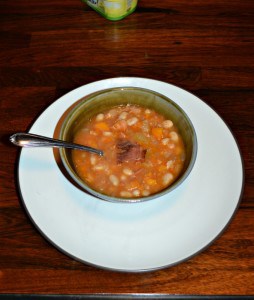 Whip up a bowl of this tasty bean and Bacon Soup for dinner!