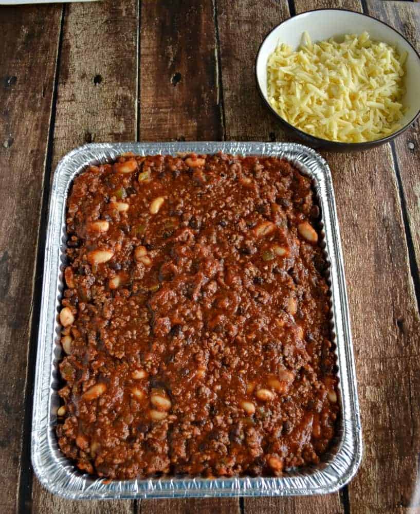 Delicious CHili and Rice Casserole can be made ahead of time and baked later!