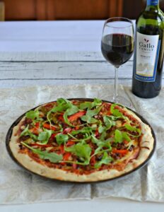 Chorizo and ROasted Pepper Pizza with Arugula is perfect for pizza night!