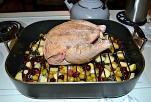 Making a roasted Chicken with Olives, Grapes, and Potatoes is easy!