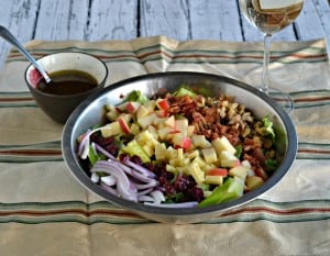 Harvest Salad with homemade vinaigretter and paired with Pinot Grigio