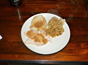 It's Thanksgiving dinner with a Roasted Turkey Breast and Homemade Gravy