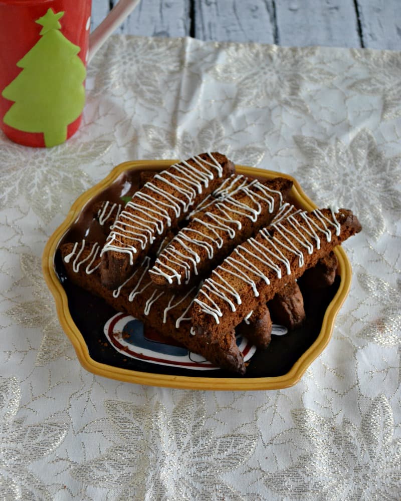 Gingerbread Biscotti with White Chocolate Drizzle
