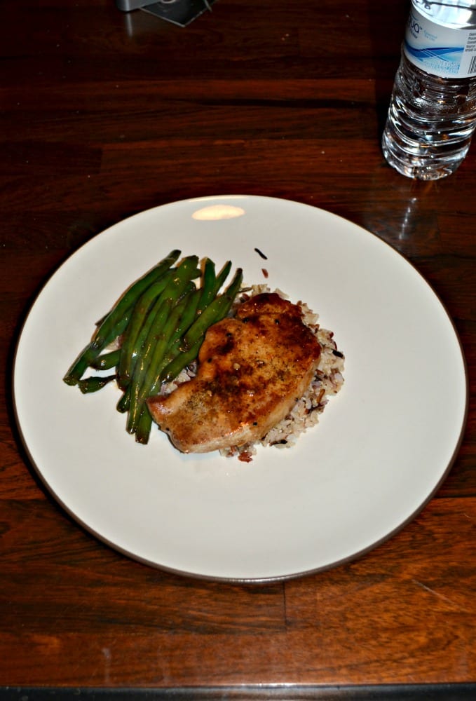 Enjoy a flavorful Honey and Soy Glazed Pork chop with Green beans for dinner tonight