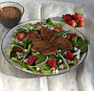 Dig into this Balsamic Pork Salad with Strawberries and Goat Cheese