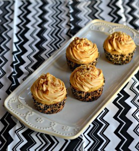 These delicious Spiced Walnut Cupcakes taste amazing with fluffy caramel frosting on top!